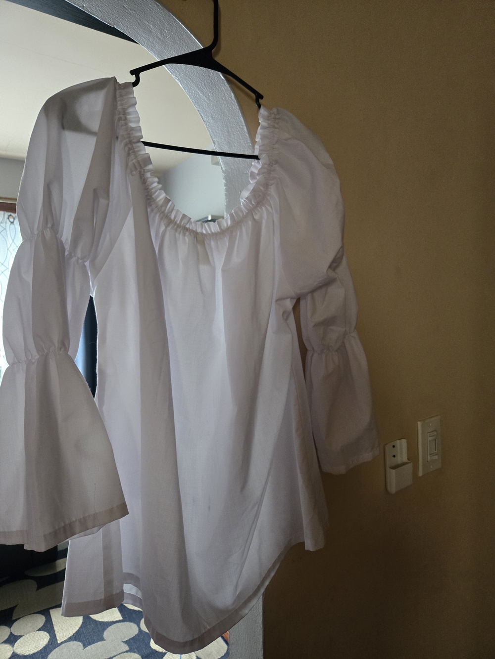 White Peasant Blouse with Puff Sleeves